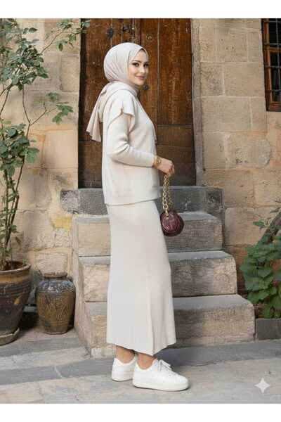 SAYZEN Hooded Pocket Dress-Sweater 2-Piece Knitwear Set