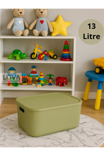 Lova 13 L Shell Çok Amaçlı Kapaklı Saklama Kabı (1 Adet) (Yeşil)