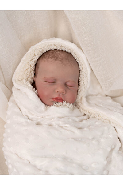 Atölye Eda Exclusive Lamb Wool Baby Blanket 90X100 cm Double Sided Sheep Wool Blanket 90X100