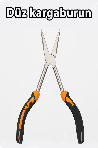 Badem10 Uzun Düz Kargaburun Pense 11 İnç Profesyonel İnce Uçlu El Aleti Elekt...