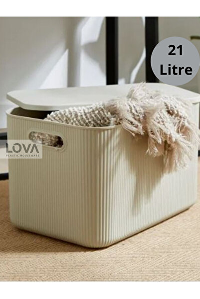 Lova 21 L Shell Çok Amaçlı Kapaklı Kutu (1 Adet) (Krem)