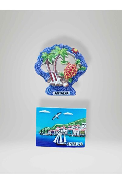 Mundy ANTALYA Temalı (2 ADET) Kabartmalı Polyester Magnet Buzdolabı Süsü (kod...