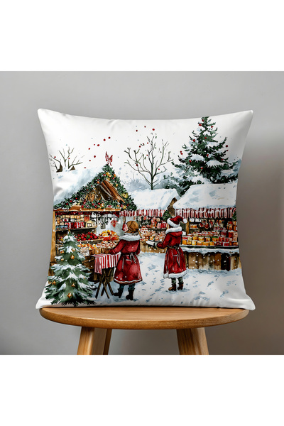 Filamente Double-Sided Digital Print Throw Pillow Cover New Year / Winter Landscape / Christmas Patterned