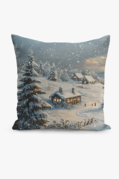Filamente Double-Sided Digital Print Throw Pillow Cover New Year / Winter Landscape / Christmas Patterned