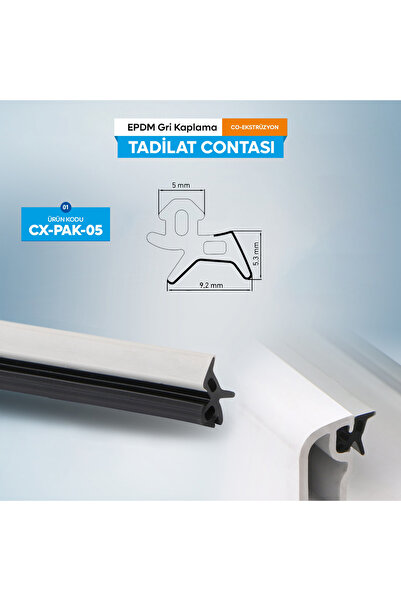 Korfit Korfi̇t-Pak-05 Replacement Seal - Door Window Sealing Strip - Grey Coated Sealing Strip - 5 Meters