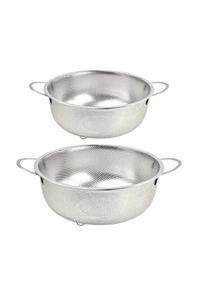 MyBru Paslanmaz Çelik Kulplu Çok Amaçlı Makarna Un Meyve Sebze 2'li Süzgeç 25...