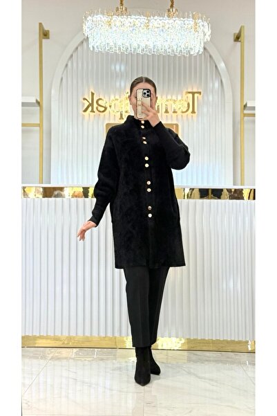 Nefise Angora Hakim Yaka Çıtçıtlı Hırka