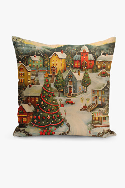 Filamente Double-Sided Digital Print Throw Pillow Cover New Year / Winter Landscape / Christmas Patterned