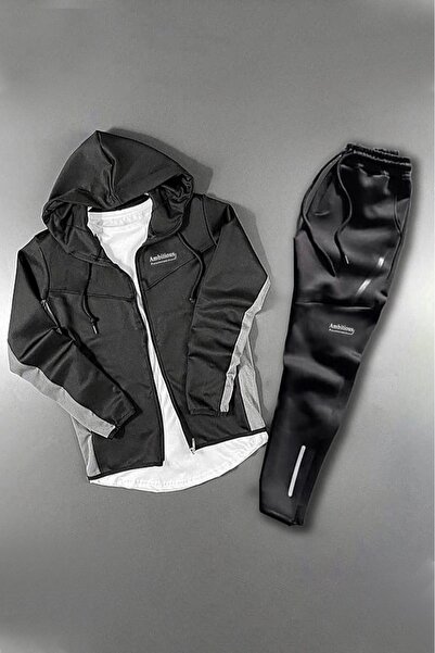 ByFourMan Men's Ambi̇ti̇ons Ba Printed Scuba Tracksuit Set with Ermuarli Pockets