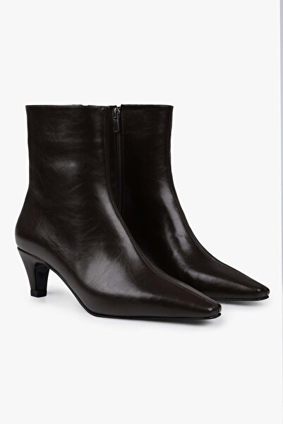 Shoeberry Γυναικείες μπότες με κοντό τακούνι Lulu Brown Skin