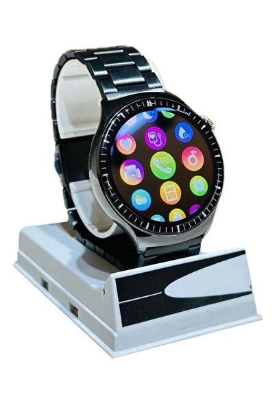 Generic Rock 30 HD Round Display Stainless Steel Smartwatch with 2 Bands, Compatible with Android & iOS