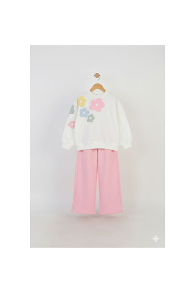 JABBER Girls' Embroidered Flowered Tracksuit Set