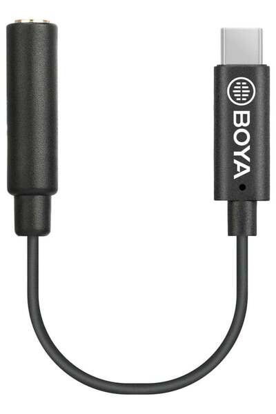 BOYA كابل محول قصير من USB Type-C ذكر إلى TRS أنثى مطلية بالذهب مقاس 3.5 مم م...