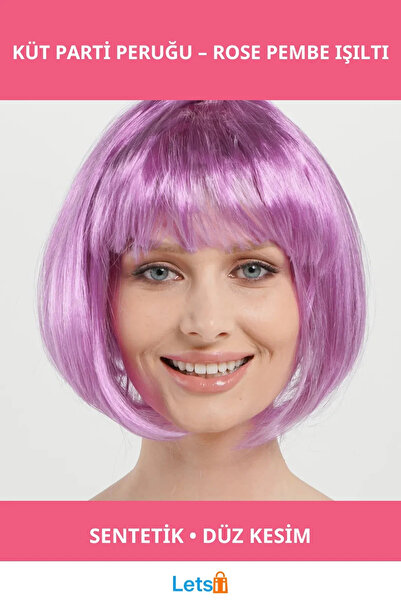 Letsii Straight Cut Blunt Party Wig Rose Pink Modern and Stylish
