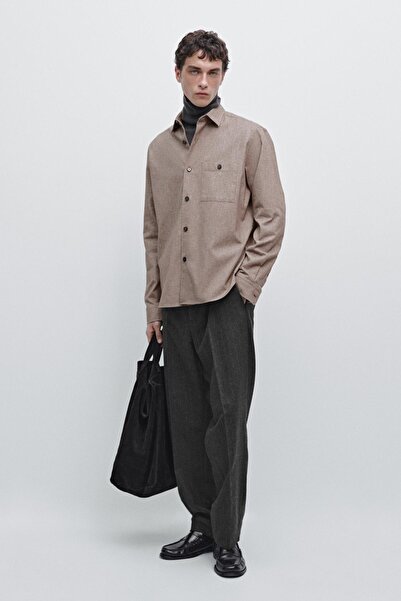 Massimo Dutti Cepli melanj ince gömlek ceket