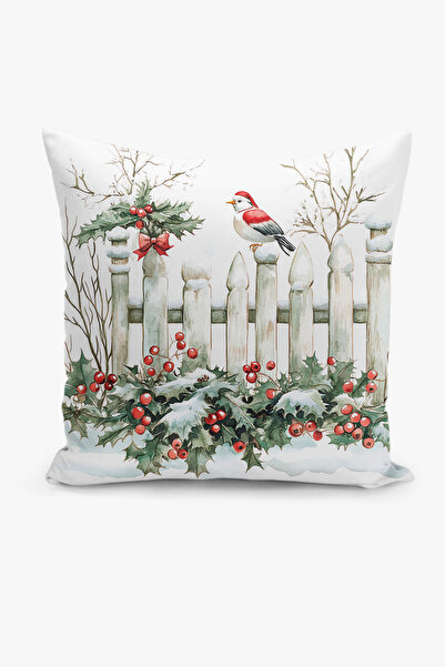 Filamente Çift Taraflı Dijital Baskı Kırlent Kılıfı Yılbaşı / Kış Manzarası /...