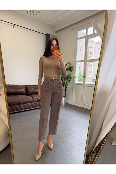 BOLESA GİYİM Kahve Skater Ütü İzli Rins Yıkama Jean