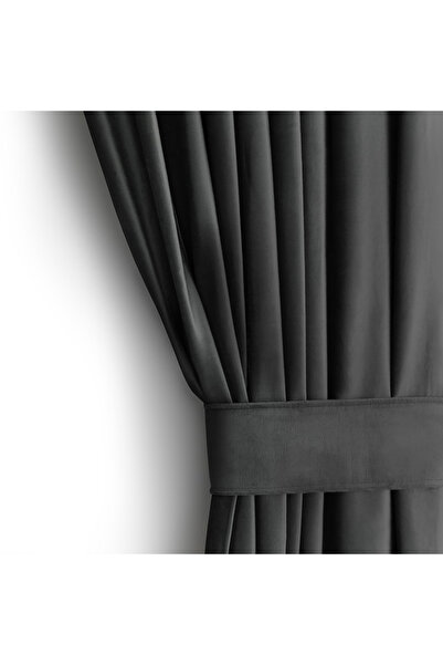 Amelia Home Velvet curtain with multifunctional drapery, Velvet, 140 x 245 cm, Graphite, 1 pc.