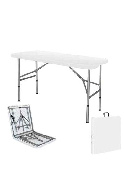 huitich طاولة طعام خارجية قابلة للطي، طاولة بلاستيكية محمولة 60 سم × 74 سم تتسع من 4 إلى 6 أشخاص