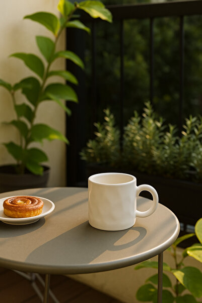 MARIA HOMES White Ceramic Mug – Textured Modern Coffee and Tea Cup