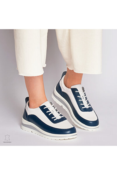 ANGEL BLUE Women's Casual Shoes Made of Leather Multicolor CRL0002 White Navy