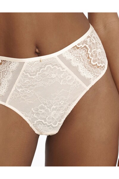 ESOTIQ Women's High Waist Briefs Panties Floral Openwork Lace & Golden Pendant Elegant | Irisa