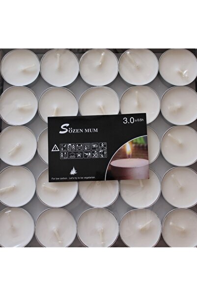 SÖZEN MUM VE HEDİYELİK EŞYA Tealight Mum 50 Adet 3 Saat Yanma Süresi