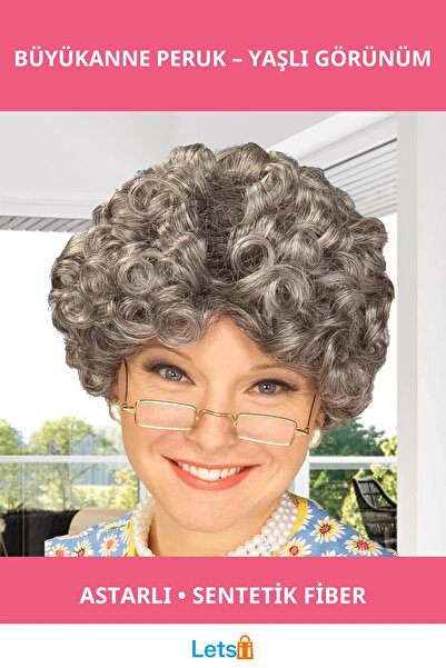 Letsii Gray Curly Granny Wig Lined Comfortable Design