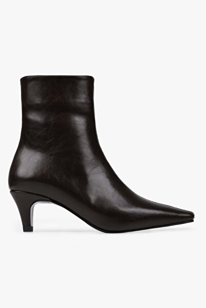 Shoeberry Kadın Lulu Kahve Cilt Kısa Topuklu Bot