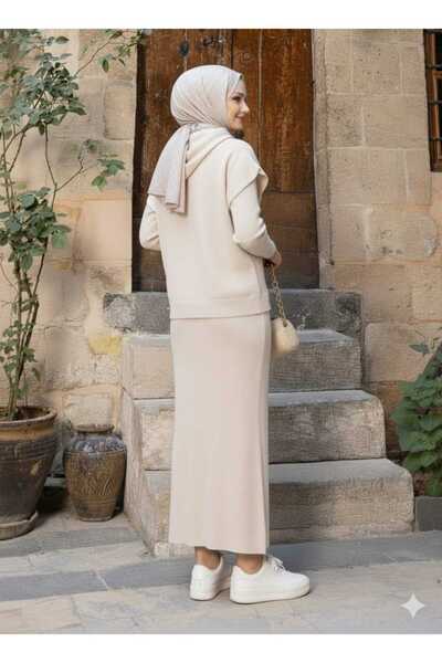 SAYZEN Hooded Pocket Dress-Sweater 2-Piece Knitwear Set