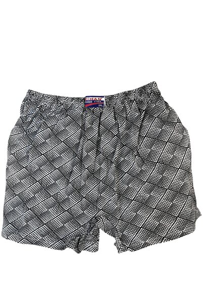 Çeşme Home Cihan Men's 100% Cotton Patterned Woven Boxer Shorts – Black and White
