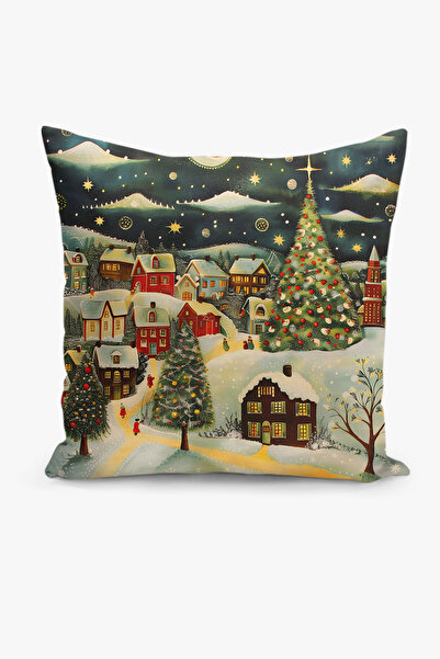 Filamente Double-Sided Digital Print Throw Pillow Cover New Year / Winter Landscape / Christmas Patterned
