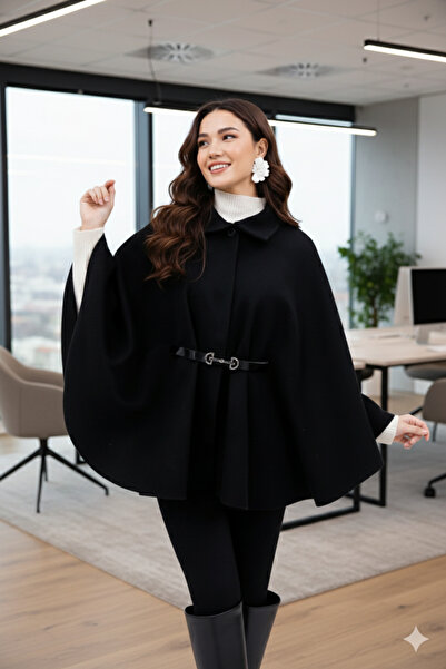 beeke Claudia Belted Short Poncho New Season Beeke-1897