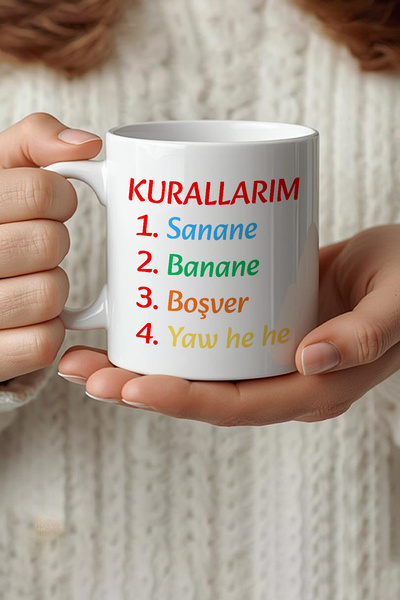 qoeuyl boutique My Rules Sanane Banane Printed Fun Special Day Gift White Mug Cup