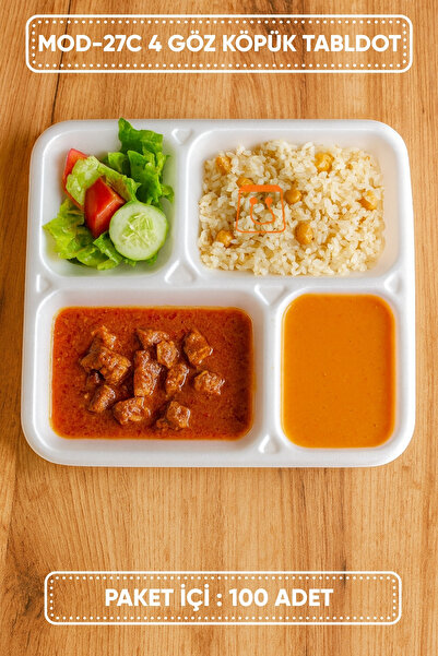 Öztürk ambalaj Mod-27C 4 Bölmeli Köpük Tabldot 100 Adet