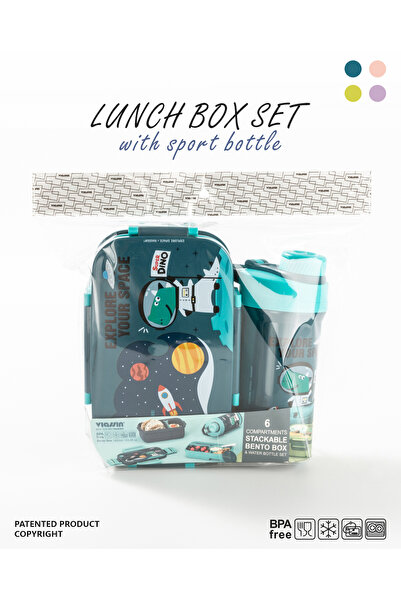 Mobcos Students Lunch Box with Water Bottle Set Double Layer Lunch Box,Fork 1800ml and Drink Cup 500ml