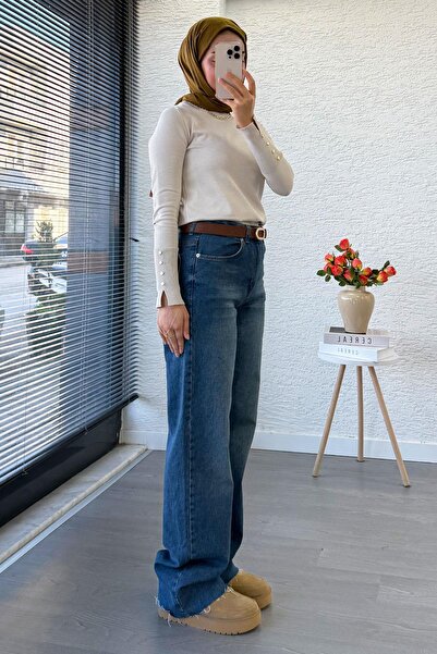 MELEK ARAZ Straight Cut Jean Pants - Dark Blue
