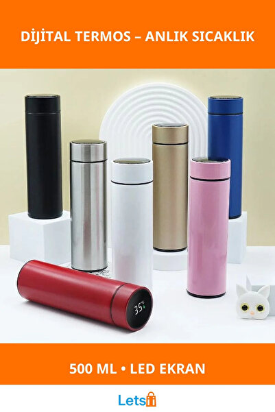 Letsii ترمس ستانلس ستيل مع شاشة عرض درجة الحرارة الرقمية 500 مل