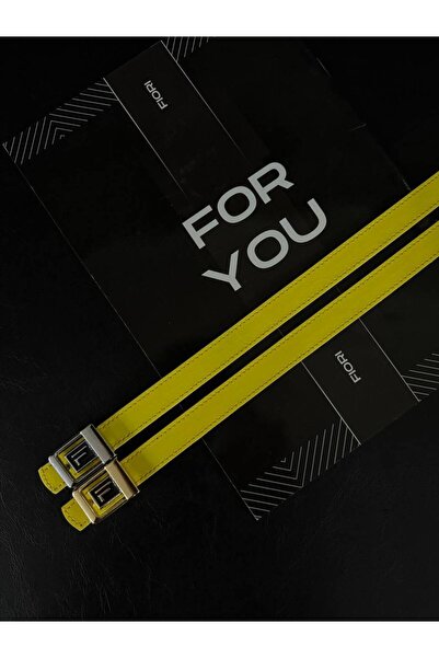 Fiori 2-Piece F Logo Gold-Silver Buckle Women's Belt, Women's Belt, Trouser Belt, Coat Belt