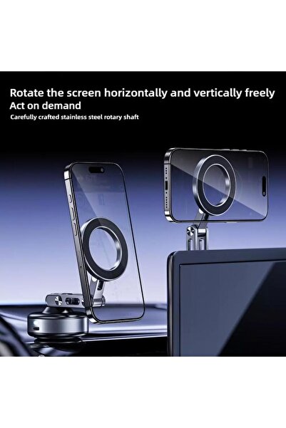 Generic Vacuum Suction Magnetic Phone Holder X93 (Gray) - 360° Rotating Magnetic Bracket for Glass & Dashbo