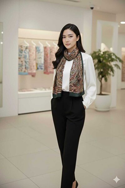 ÖZDE Akel Patterned Alfa Silk Shawl Fular