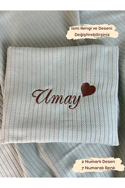 KARSU TASARIM Nakışlı İsme Özel Örgü Desen Bebek Pikesi %100 Pamuk Bebek Batt...