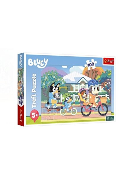 Trefl Puzzle Bluey – Familia pe biciclete, 100 piese, 41×27, 5 cm, Trefl, 5+