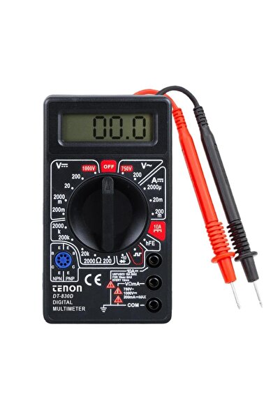Powermaster Tenon DT-830D Siyah DC/AC Voltaj Akım Ölçer Dijital Multimetre Ölçü Aleti