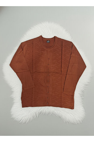 FATELLA Mother Women's Crew Neck Knitwear Brick Color Sweater Mother's Day