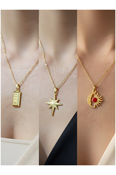 Triple Combination Gold Plated Necklace Set