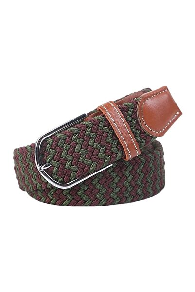 Artizan Suits Unisex green-khaki braided elastic belt without holes