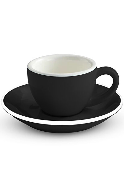 MIBRU Coffee ceramic cup with plate 75ml Matt Black For Espresso Drinks