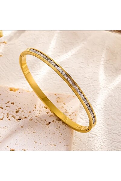 KEVSA Jewelry Brățară tip manșetă din oțel inoxidabil cu zirconiu – Calea Luminii – BF959