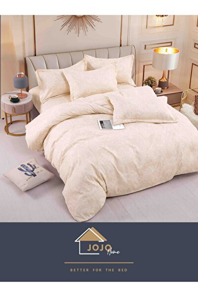 JOJO HOME Bed linen set, fine cotton, 6 pieces, 230x240cm, Cream with mandala pattern